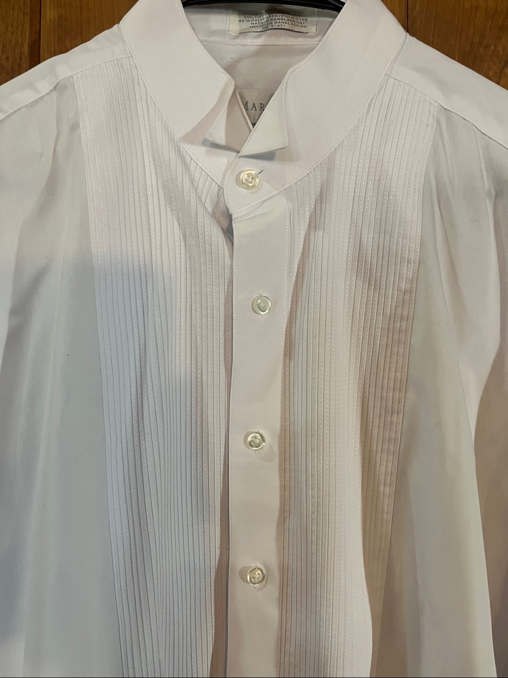 Marquis 16.5 /32-33.  XL white tuxedo dress shirt. 1184. - Picture 3 of 10